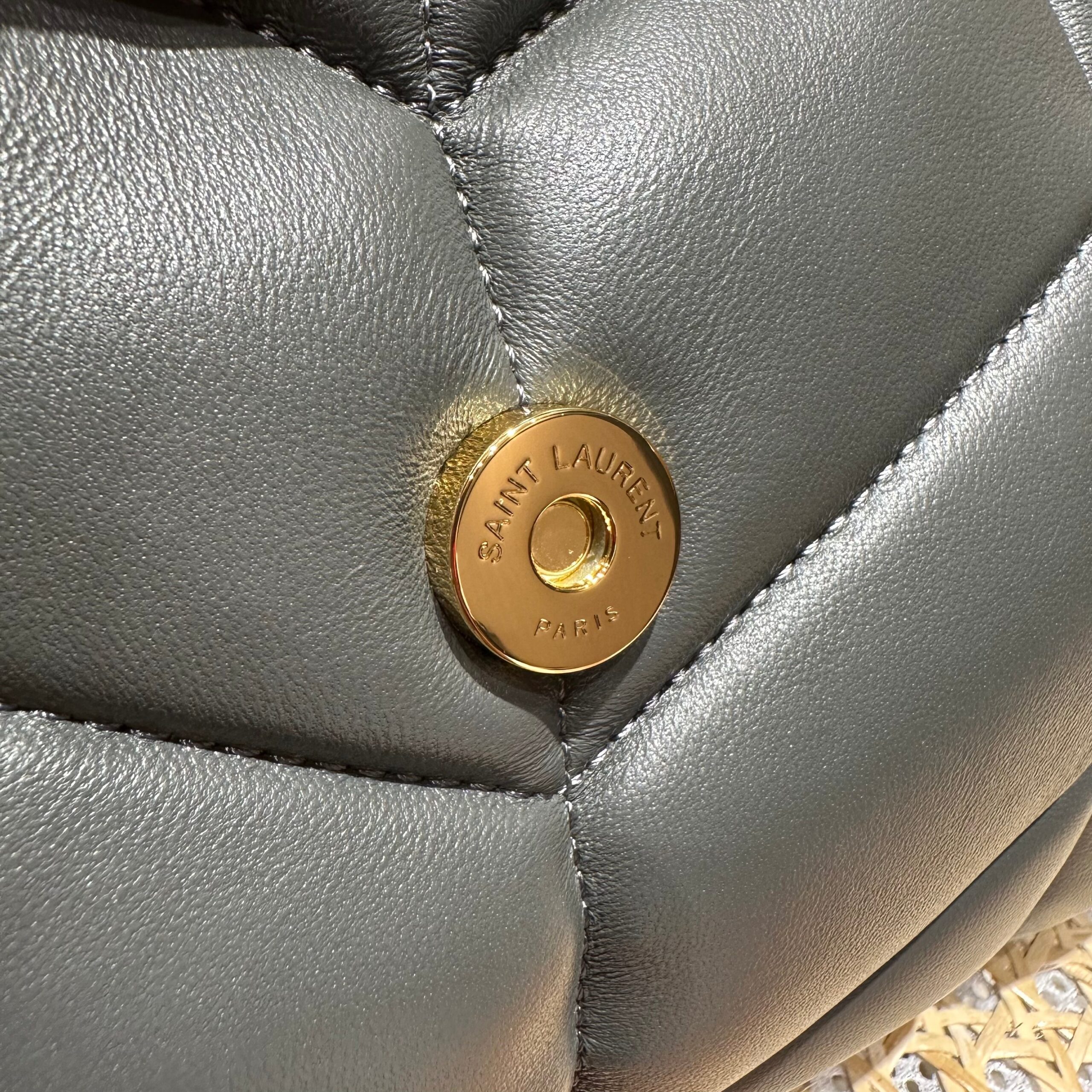 YSL Loulou Puffer Quilted Bag Gray ذهبي Lambskin 338800