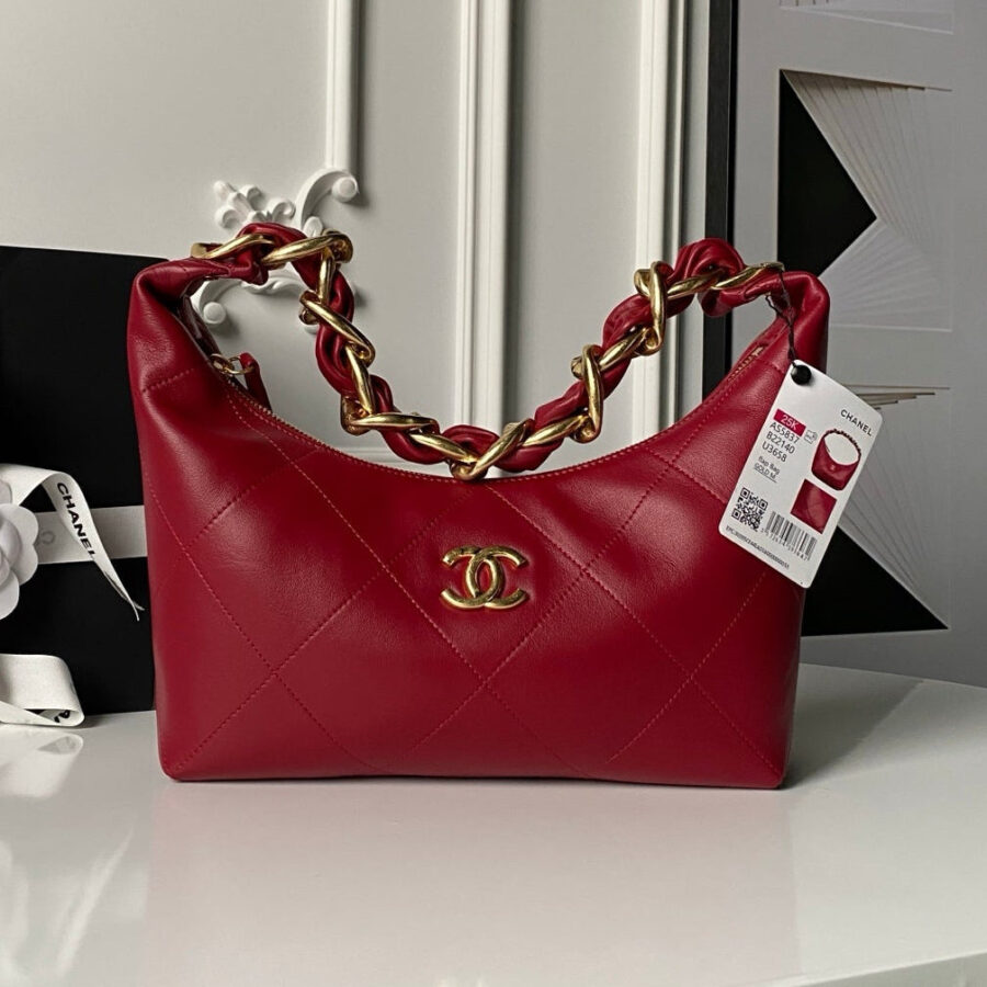 CC Hobo Bag Red Calfskin Gold Hardware 298484 | Studio Nafay