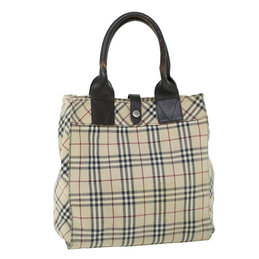 BURBERRY Nova Check Blue Label Hand Bag Canvas Leather Beige Brown Auth 53790 | Studio Nafay