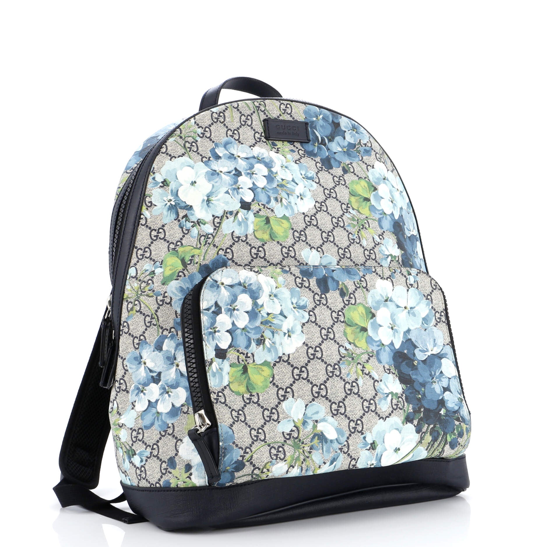 Zip Pocket Backpack Blooms Print GG Coated Canvas متوسط