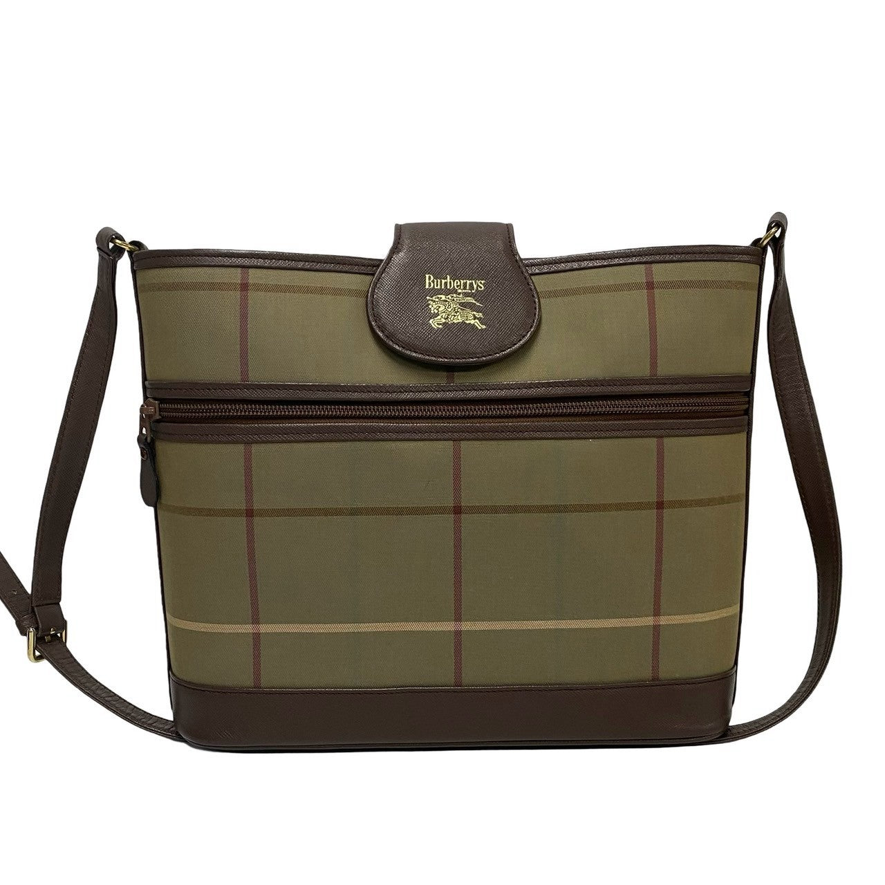 Burberrys Nova Check Shadow Horse Canvas جلد حقيبة كتف