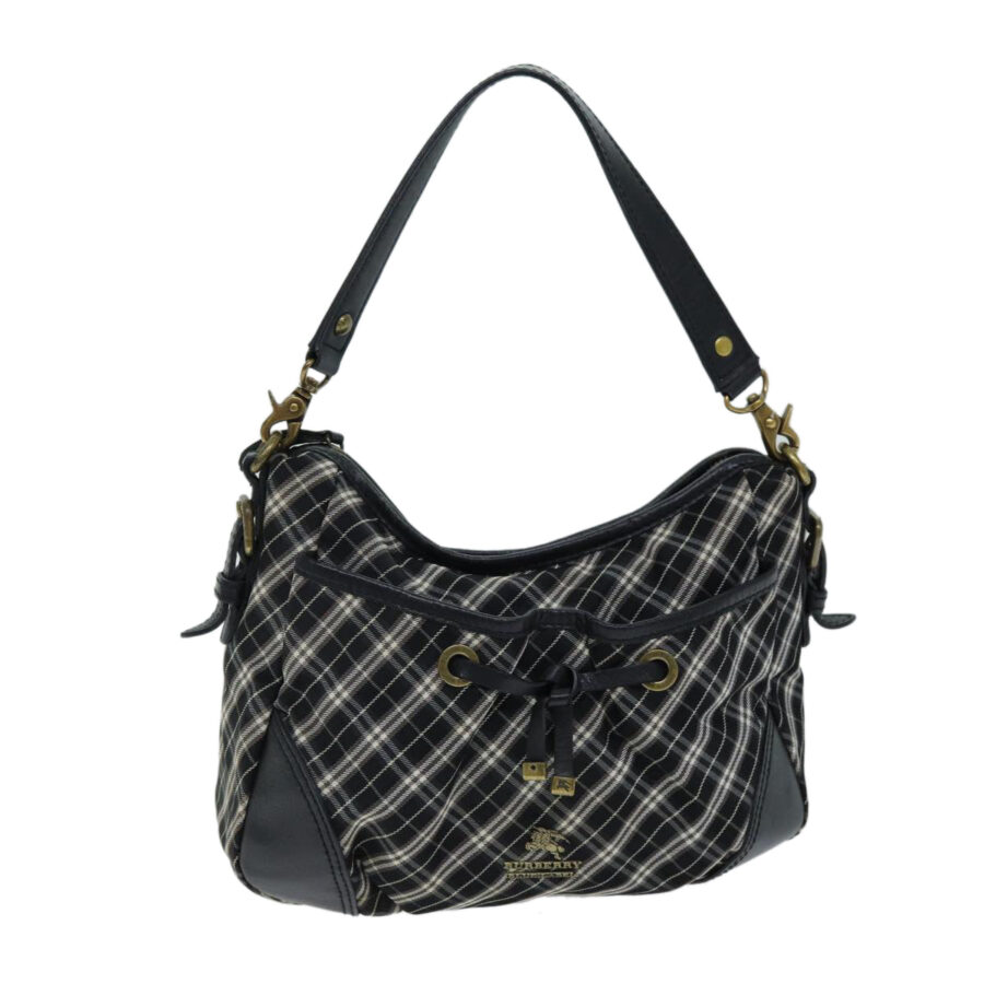Burberry Nova Check Blue Label Hand Bag Nylon Black Auth 81944 | Studio Nafay