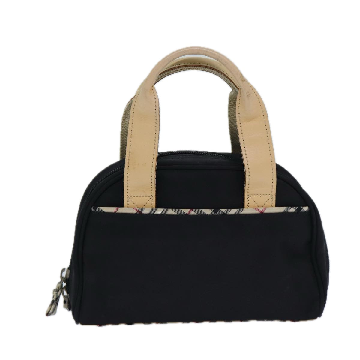 Burberry Nova Check Hand Bag Nylon Black Auth 83319
