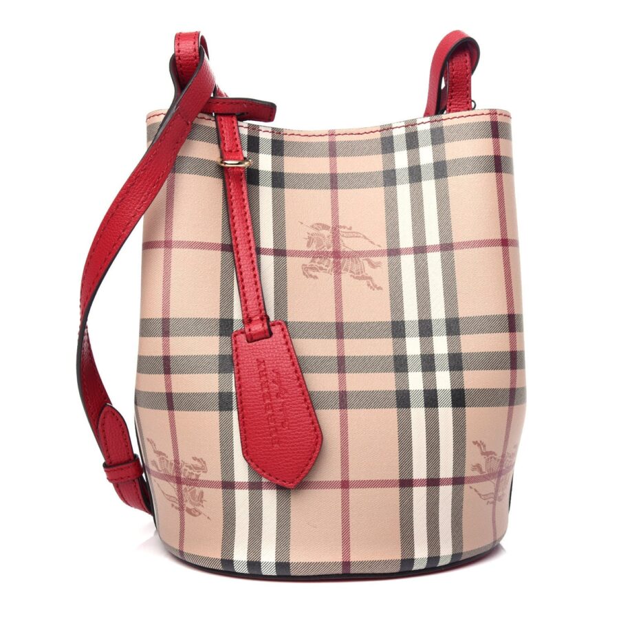 BURBERRY HAYMARKET CHECK LORNE BUCKET BAG | Studio Nafay