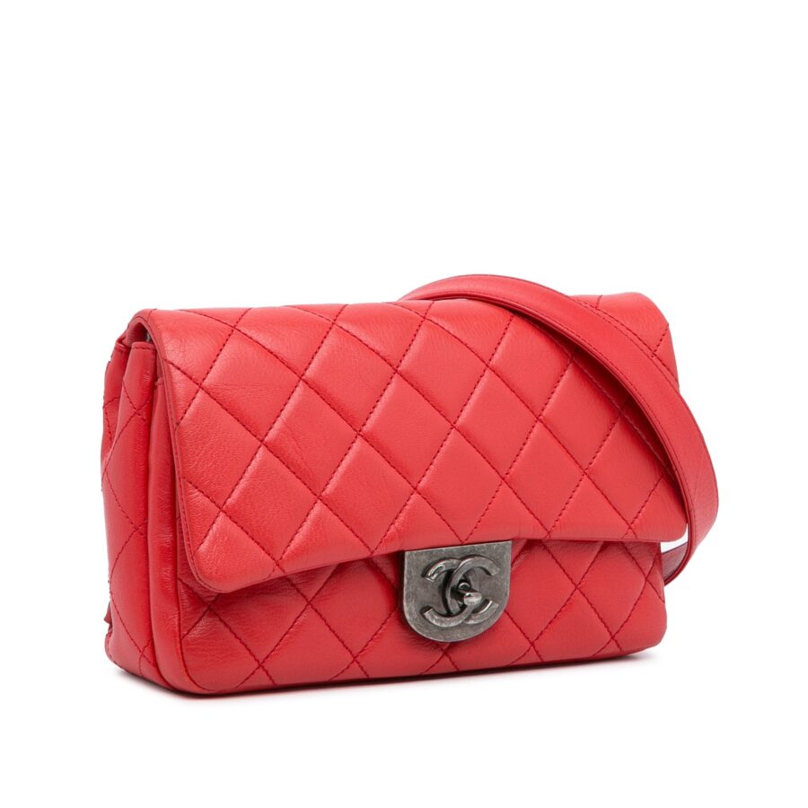 Red Chanel Small Goatskin Double Carry Waist Chain Flap Satchel | Studio Nafay