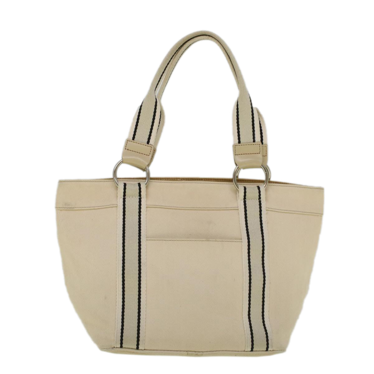 BURBERRY أزرق Label حقيبة يد كبيرة Canvas Beige Auth ar10721