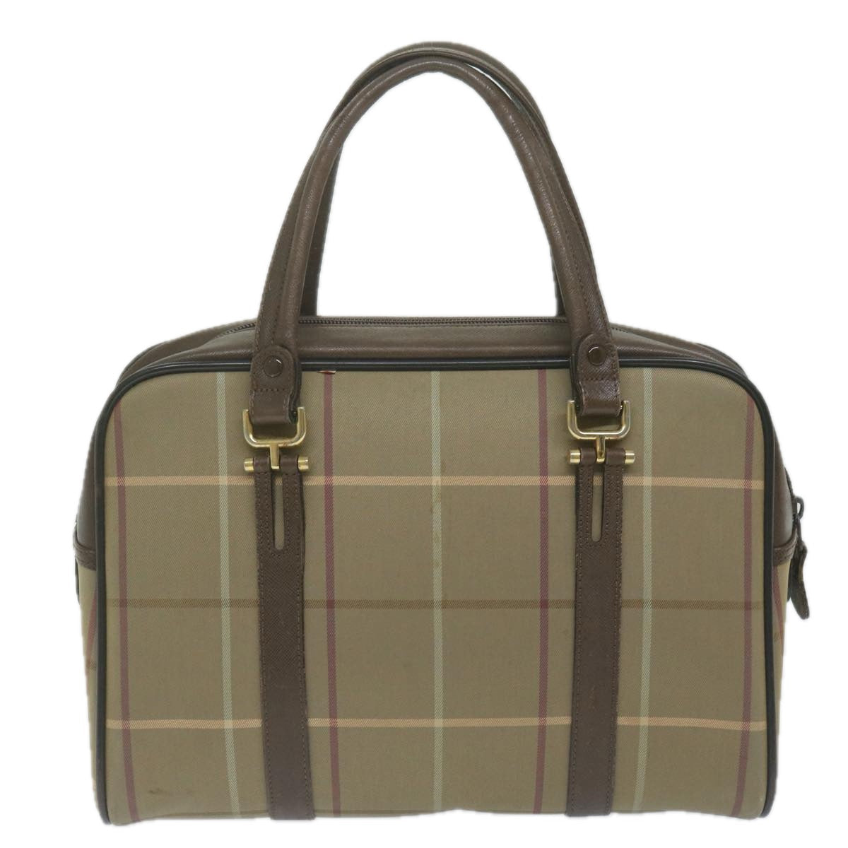 BURBERRYSs Nova Check Hand Bag Nylon Canvas بني Auth bs11220