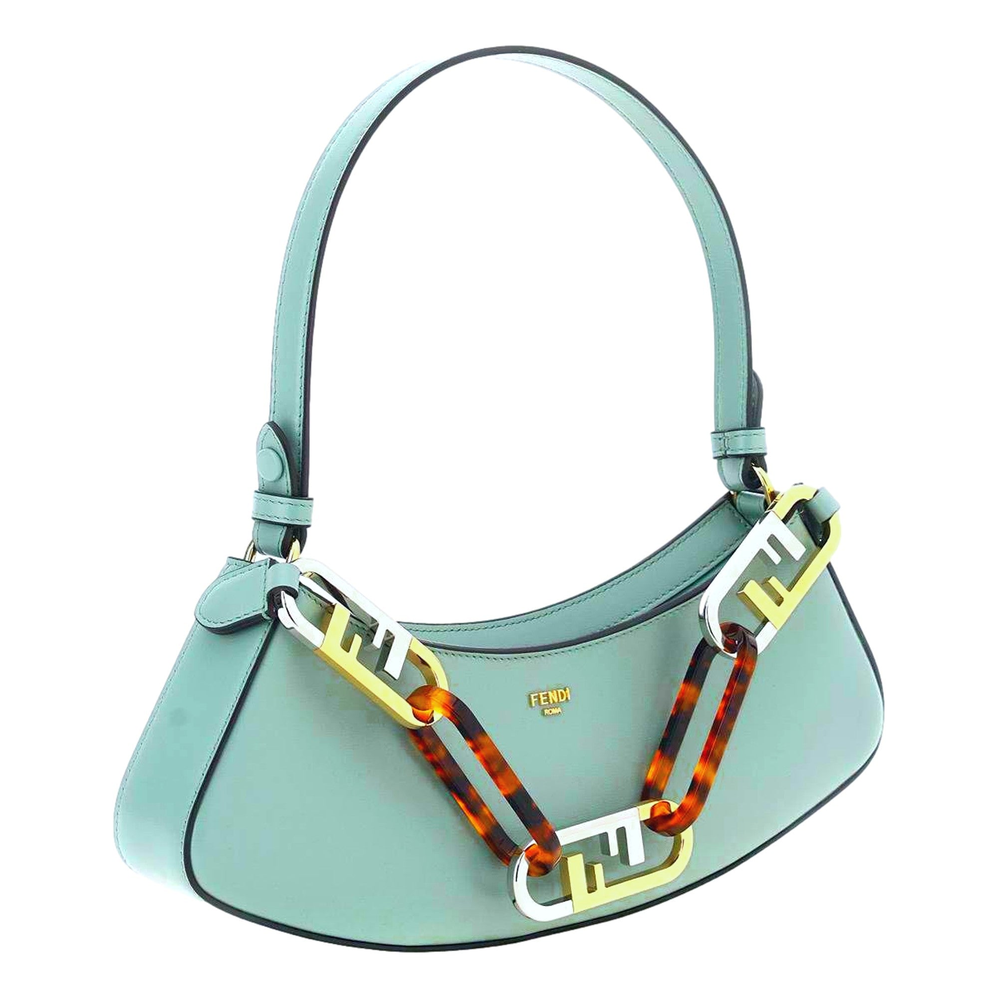 Fendi O’قفل Swing Tiffany أزرق Calf جلد صغير Hobo حقيبة كتف
