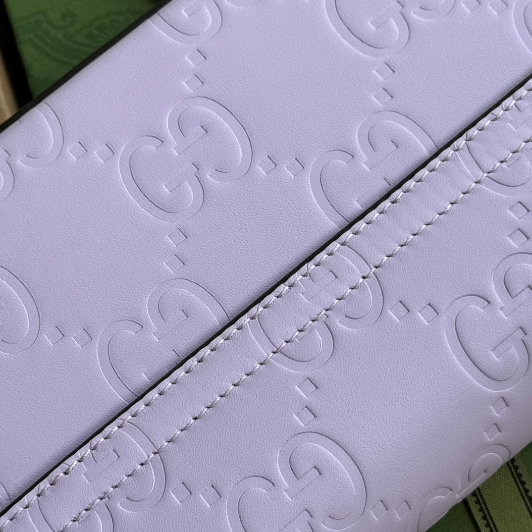 Super ميني حقيبة كتف 21 IN Light Violet Embossed جلد عجل
