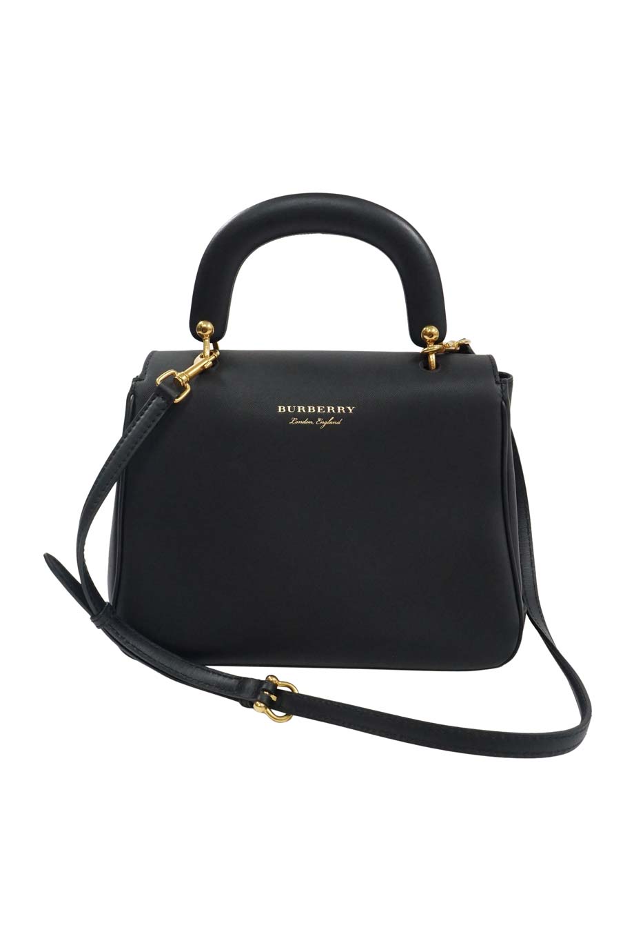 BURBERRY أسود متوسط Trench جلد DK88 Top Handle Bag with detachable shoulder حزام