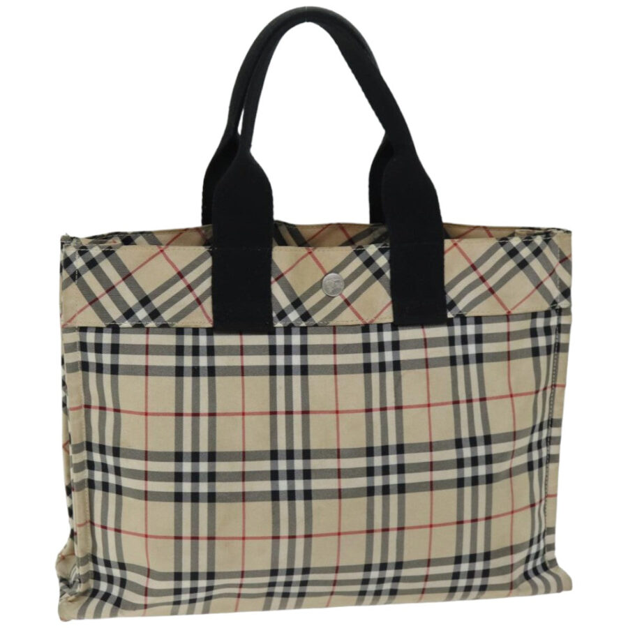 BURBERRY Nova Check Blue Label Hand Bag Nylon Beige Auth yk12680 | Studio Nafay